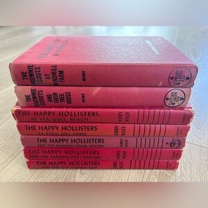 Lot of 7 Vintage Red Hardcover Books | The Happy Hollisters + The Brownie Scouts
